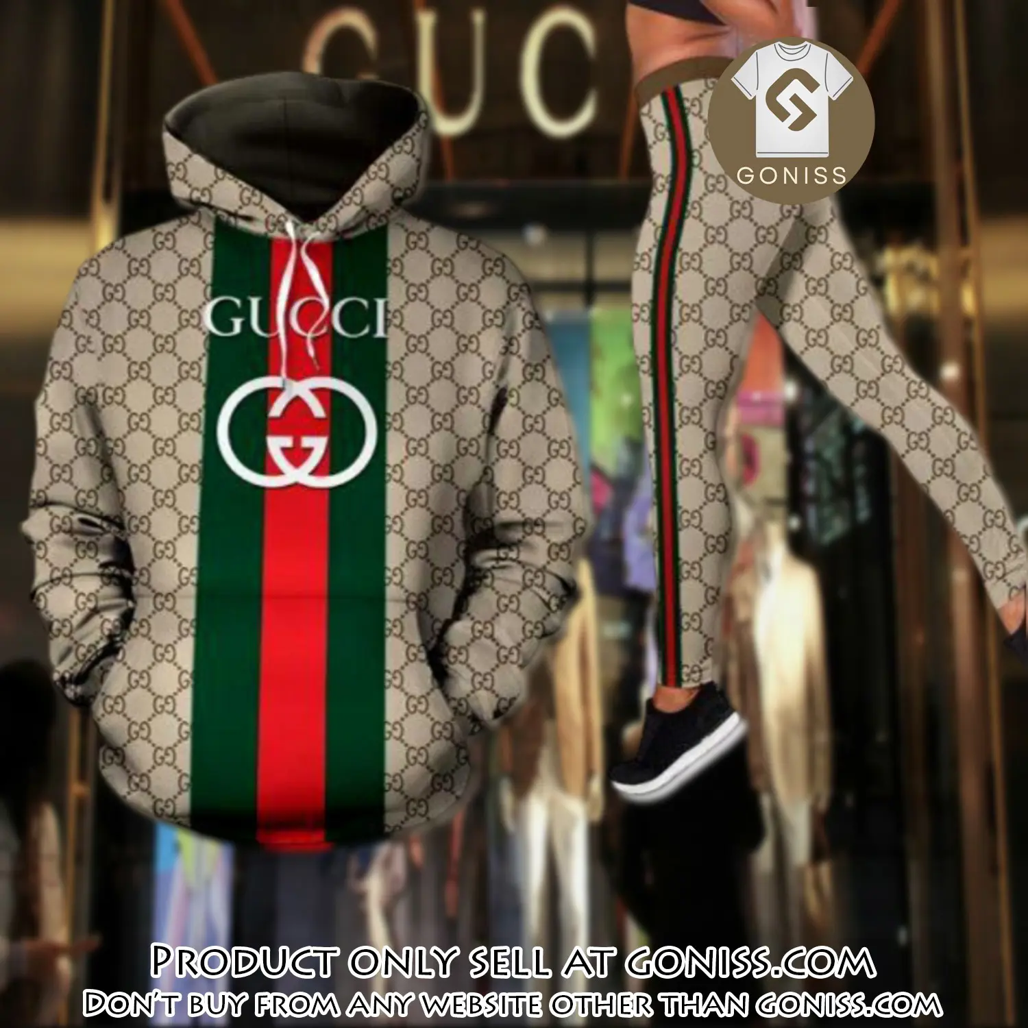 Gucci stripe hoodie legging set luxury for women juq gn0041977